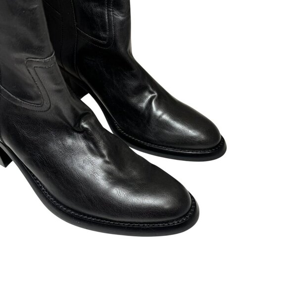 Jeffrey Campbell Desert Me Western Mid calf Boots Black Leather size 10 NEW - Picture 4 of 7